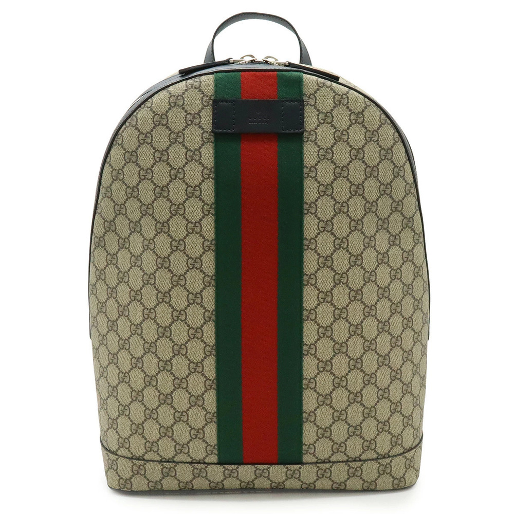 Gucci Web GG Supreme Sherry Backpack Beige Cream Green Red